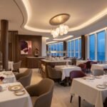 AI-gegenereerde sfeerillustratie van een eigentijds restaurant aan boord.